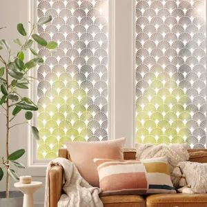 Decorative window film privacy static cling geometric fan gradient green home glass sticker
