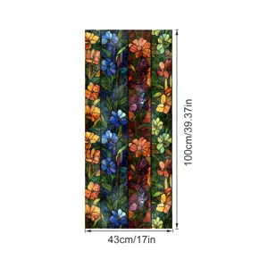 Film autocollant de fenêtre en verre teinté style Tiffany fleur 43x100cm maison déco