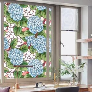 Film pour fenetre motif de fleurs autocollant en verre statique decoration amovible sans colle