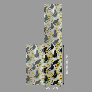 Film pour fenêtre statique décoratif avec chat noir et motif tournesol pour intimité.