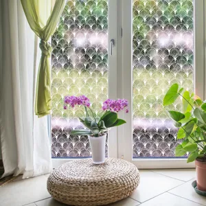 Decorative static window glass film with elegant lace pattern for home privacy and window decor.