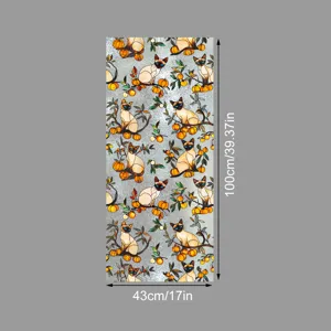 Film pour fenêtre statique avec chats siamois et motifs de fruits pour une belle décoration.