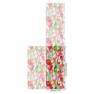 Detailed view of the colorful tulip window film showing vibrant floral patterns and clear size.