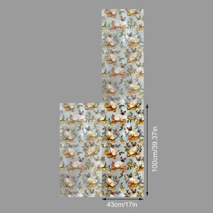 Film pour vitre décoratif adhésif statique vitrail motif chat 100x43cm pour la maison