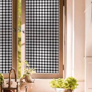Detailweergave van geometrische raamfolie, privacy glassticker voor perfecte huisdecoratie.