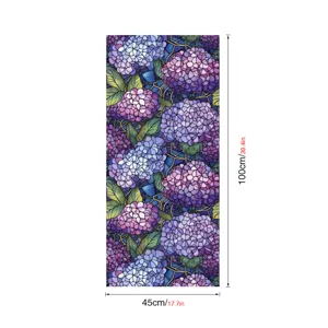 Film pour fenetre vitrail hortensia violet floral autocollant statique amovible 45x100cm