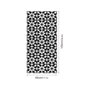 Geometrische raamfolie sticker zwart wit tegelpatroon 45x100cm huisdecoratie