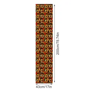 Gedetailleerd uitzicht op vintage gebrandschilderd raamfolie, geometrisch retro, 200x43cm.