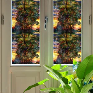 Film pour fenêtres en vitrail style Tiffany autocollant décoratif de confidentialité
