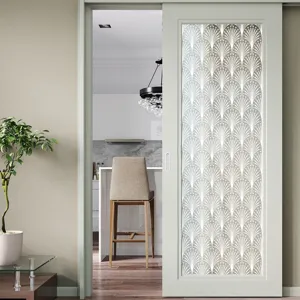 Static glass window sticker with fan lace pattern, privacy decorative film for home doors.