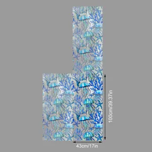 Film pour vitre statique motif corail méduse autocollant décoratif verre 43x100cm