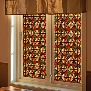 Decoratieve raamfolie glas-in-lood stijl geometrisch raster PVC statische raamsticker