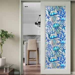 Film pour vitre en verre teinté méduse océan décoratif statique pour porte maison