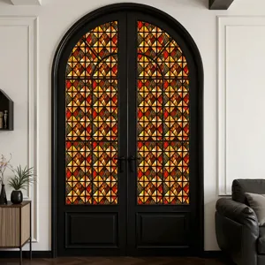 Gekleurde glas in lood raamfolie vintage geometrische statische raamfolie voor de deur nieuw