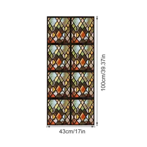 Retro glas in lood raamfolie statische PVC decoratieve sticker 100x43cm glas decor