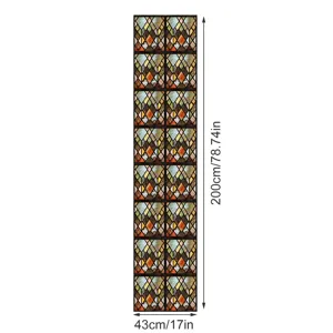Vintage glas-in-lood raamfolie, retro geometrisch statische privacy deursticker voor huisdecoratie.