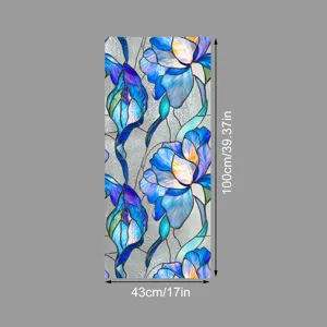 Film pour vitre en verre teinté motif floral adhésif statique intimité 43x100cm déco maison