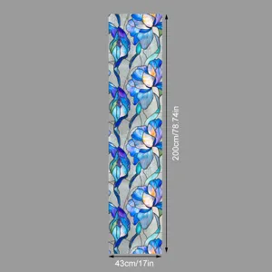 Film pour fenêtre en vitrail motif floral autocollant statique intimité détail de déco