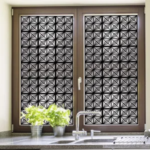 Geometrisch patroon statische raamfolie zonwerende privacy glassticker voor thuis.