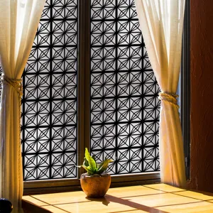 Geometrisch patroon raamfolie, statisch klevende privacy glassticker voor thuisdecoratie.