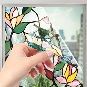 Film pour vitre en verre teinté décoratif autocollant statique floral pour la maison.