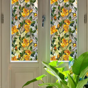 Film pour vitre en verre teinté rose jaune adhésif statique décoratif intimité fenêtre