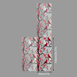 Film de confidentialité pour fenêtre décoratif avec motif cardinal rouge et cerisier, 43x100cm