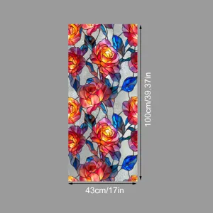 Film pour vitre en vitrail décoratif statique motif rose imperméable intimité 100x43cm