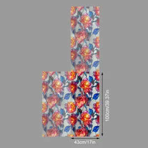 Film pour vitre de fenêtre statique décoratif motif floral autocollant rose 43x100cm
