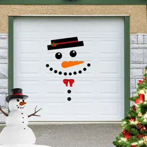 Weihnachten Garagentor Magnetaufkleber Schneemann Feiertag Dekor Szene Detailansicht