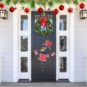 Christmas garage door magnetic stickers snowman decor holiday wreath front door set