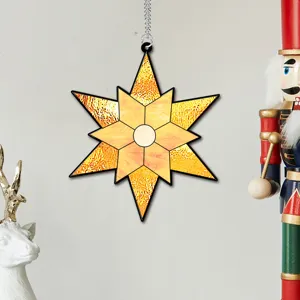 Ornement suspendu en forme d'étoile, déco de fête dorée pour salon intérieur maison.