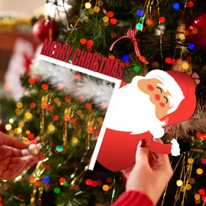 Christmas wooden door corner sticker Santa Claus festival holiday wall decor colorful board