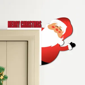 Wooden Christmas Santa Claus door corner sticker festive wall decor holiday party supplies 5mm