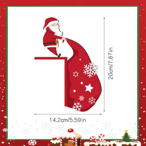 Christmas wooden door corner sticker Santa Claus holiday wall decor size 20x14.2cm