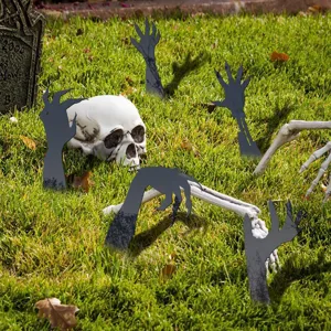 Adesivo specchio acrilico paletto da giardino 3D mano fantasma di Halloween per decorazione.