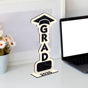 Letrero de Mesa de Graduación de Madera 2025 Sombrero de Graduado Adorno de Escritorio Celebración Decoración