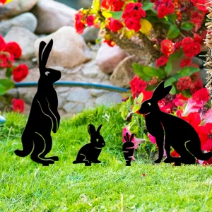 Pâques lapin carotte acrylique piquet de jardin pelouse signe décoration extérieure noir