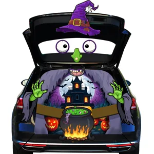Halloween trunk decoration witch car sticker haunted house scary boot mural holiday decor