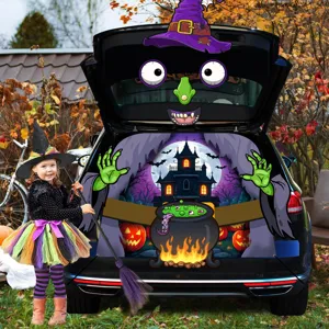 Halloween car trunk sticker spooky witch castle boot decor banner party outdoor festival supply
