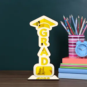 2025 Graduación Madera Decoración De Mesa GRAD Recorte Ornamento Fiesta Escritorio