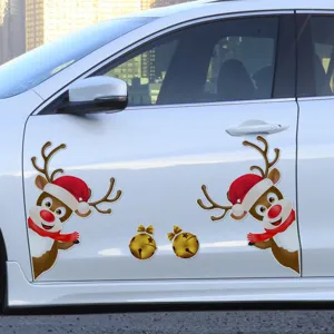 Adesivi riflettenti per porta auto di Natale renne magnetiche decorazione festa