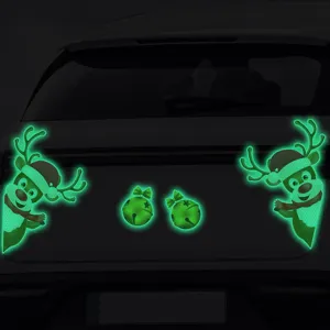 Adesivi riflettenti luminosi per auto di Natale renne e campane decorazione veicolo