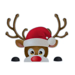 Adesivo per auto riflettente di Natale design renna con vista di dettaglio decorazione.