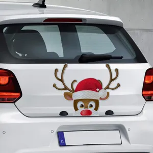 Adesivo riflettente per auto Natale simpatico renna decorazione posteriore veicolo magnete