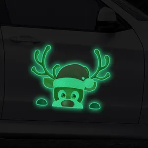 Adesivo per auto con renna di Natale luminosa decalcomania riflettente decorazione natalizia