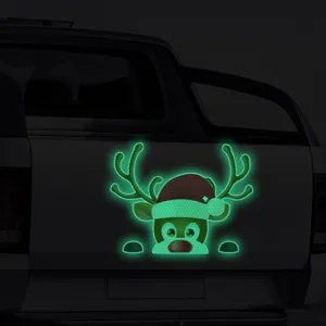 Adesivo per auto con renna di Natale riflettente luminoso per decorazione portellone.