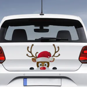 Adesivo per auto di Natale riflettente luminoso, simpatico decoro renna.