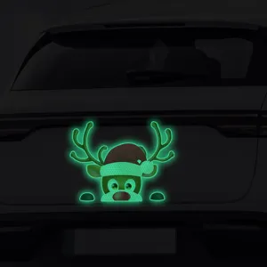 Adesivo per auto con cervo di Natale luminoso decalcomania riflettente decorazione auto