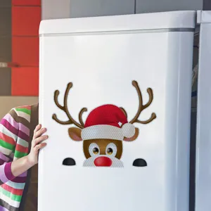 Natale Renna Adesivo Frigorifero Calamita Carino Decorazione Casa Riflettente Decalcomania.